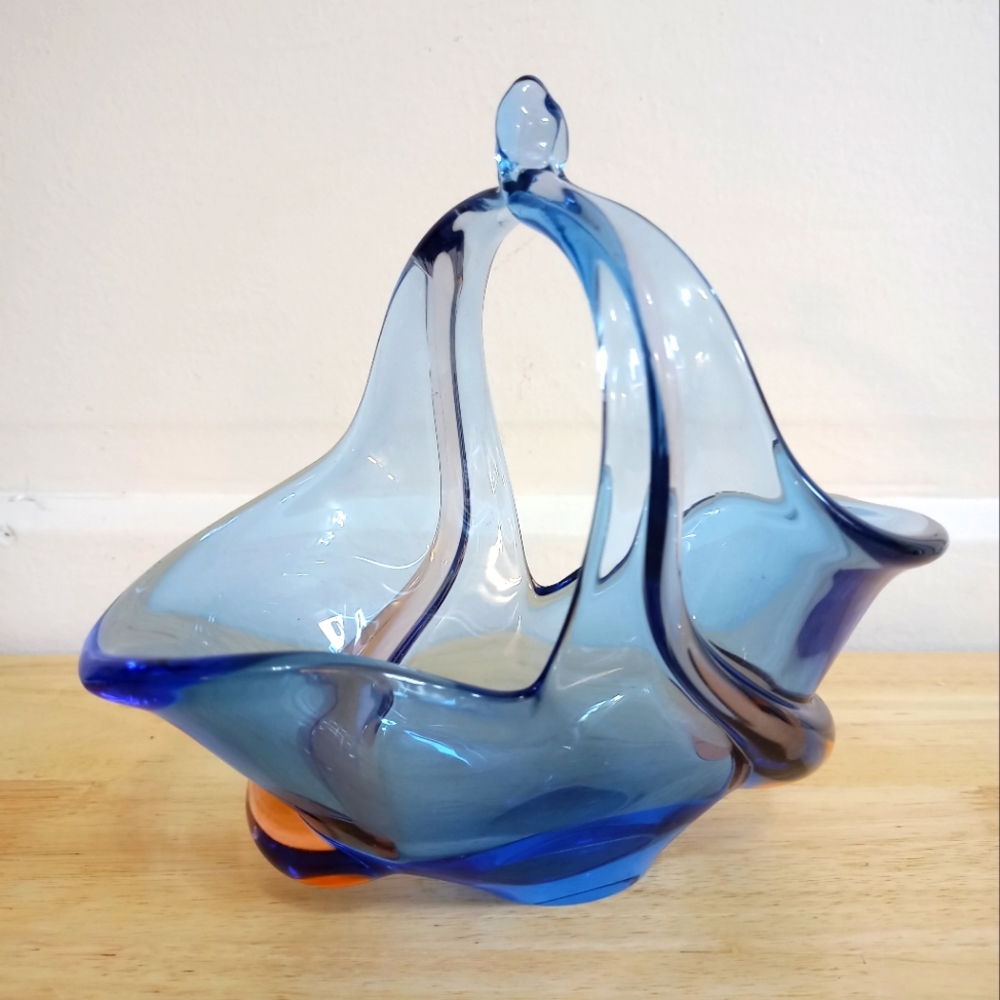 Vintage Art Glass Basket